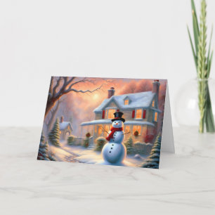 Magical Winter Snowman House Christmas Card