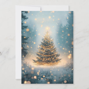 Magical Winter Snowy Forest Christmas Tree Holiday Card