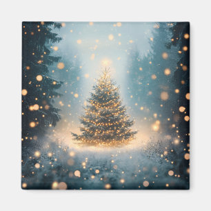 Magical Winter Snowy Forest Christmas Tree Magnet