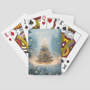 Magical Winter Snowy Forest Christmas Tree Playing Cards