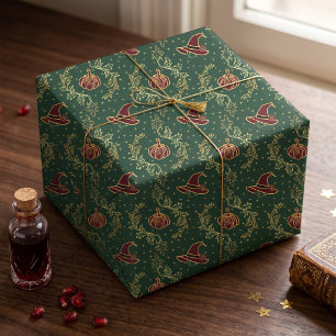 Magical Witch and Pumpkin Halloween Wrapping Paper