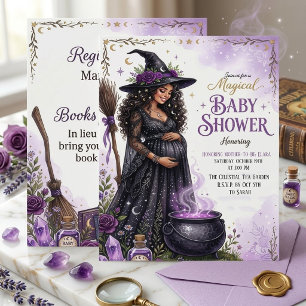 Magical Witch Celestial Baby Shower Purple Invitation