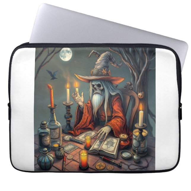Magical witch man  laptop sleeve (Front)