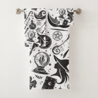 Magical Witch Whimsical Wiccan Pagan Black & White