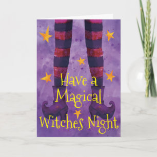 Magical Witches Night Halloween Greeting Card