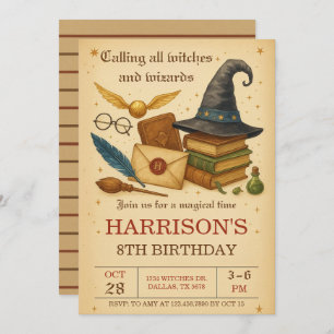 Magical Wizard and Witches Birthday Invitation