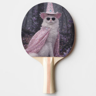 Magical Wizard Cat in Sparkly Pink Cape and Hat    Ping Pong Paddle