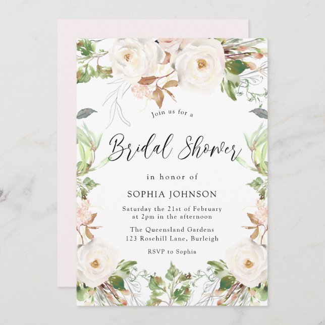 Magical Wonderland Greenery Spring Bridal Shower Invitation (Front/Back)