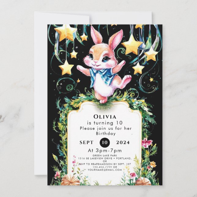 Magical Woodland Bunny Birthday Invitation (Front)