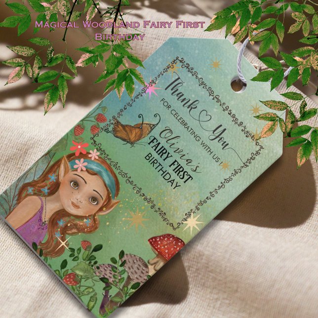 Magical Woodland Fairy First Birthday Gift Tag (Magical Woodland Fairy First Birthday Gift Tag)