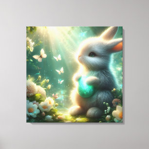 Magical Woodland Forest Bunny Egg Canvas Print