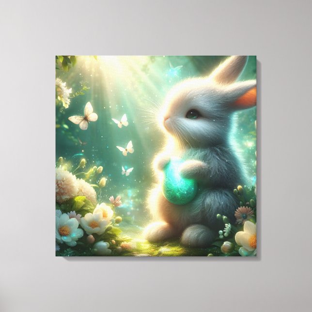 Magical Woodland Forest Bunny Egg Canvas Print (Front)