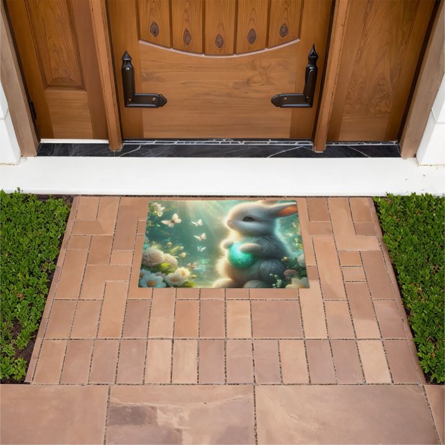 Magical Woodland Forest Bunny Egg Doormat (Outdoor)