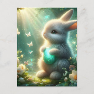 Magical Woodland Forest Bunny Egg Holiday Postcard