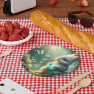 Magical Woodland Forest Bunny Egg Paper Plate