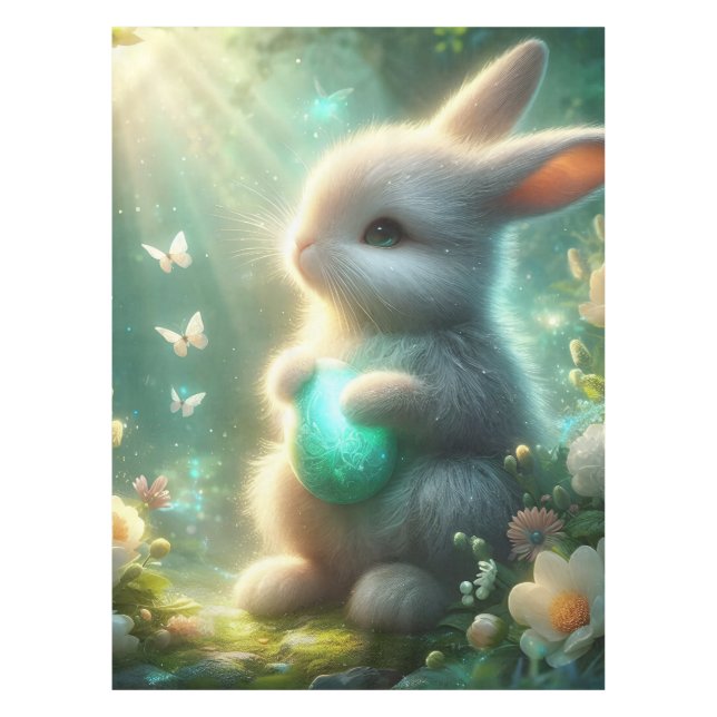 Magical Woodland Forest Bunny Egg Tablecloth (Front)