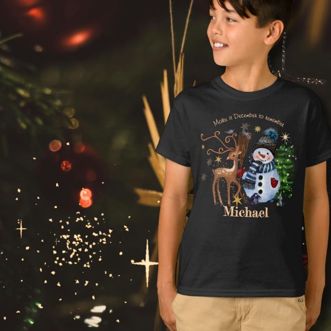 Magical Woodland Friends Christmas Shirt for Boys  (Magical Woodland Friends Christmas Shirt for Boys )