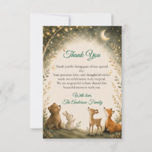 Magical Woodland Night Baby Shower Thank You Card