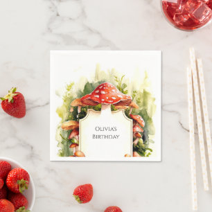 Magical Woods Mushroom Birthday Napkin