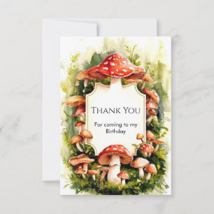 Magical Woods Mushroom Birthday Thank You Card