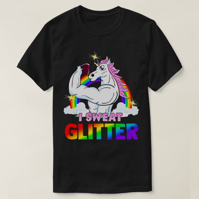 Magical Workout Unicorn I Sweat Glitter Gym Exerci T-Shirt (Design Front)