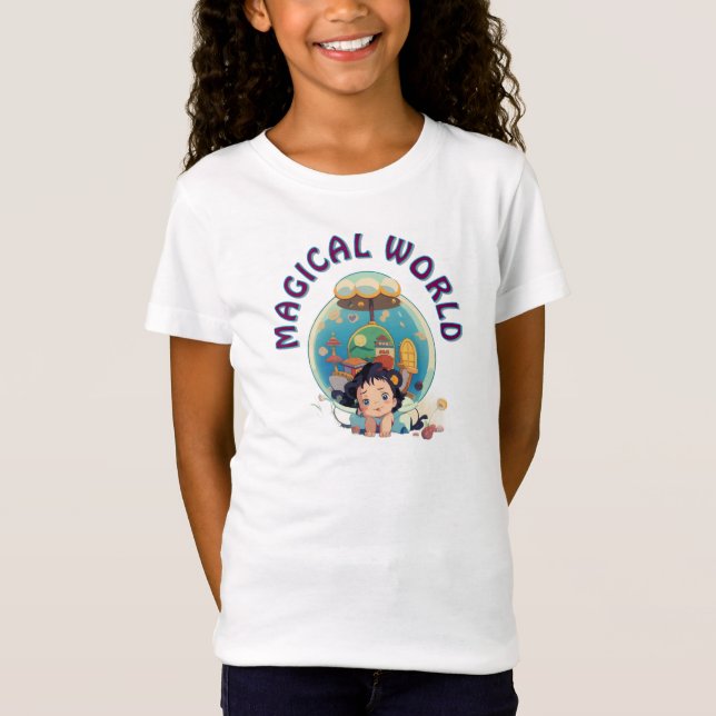 Magical World Kids T-Shirt – Cute Fantasy Cartoon  (Front)