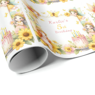 Magical yellow Fairy garden - Birthday Wrapping Paper