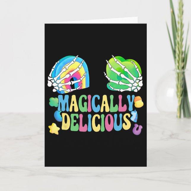 Magically Delicious Shamrock Breast St Patricks Da Card (Front)