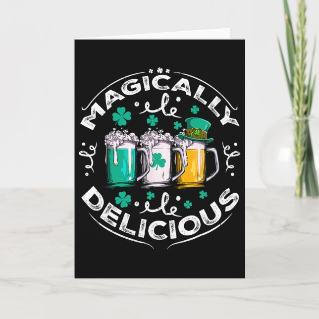 Magically Delicious St Patricks Day Drinking Beer  Card (Front)