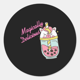 Magically Delicious Unicorn Boba Kawaii Bubble Dri Classic Round Sticker