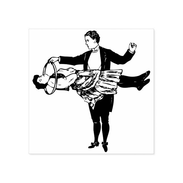 magician and floating lady rubber stamp (Imprint)