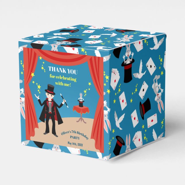 Magician Boy Show Birthday Party Favour Box (Front Side)