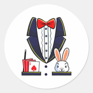 Magician Costume Halloween Magic Show Men Women Ki Classic Round Sticker