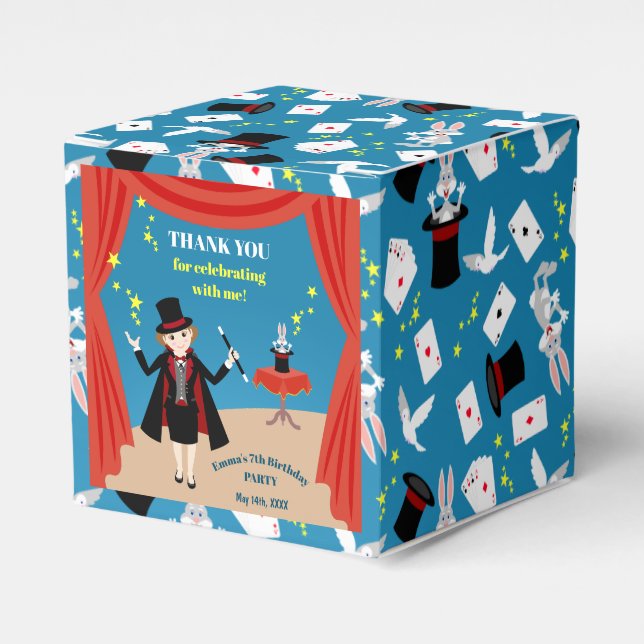 Magician Girl Show Birthday Party Favour Box (Front Side)