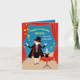 Magician Girl Show Birthday Party Invitation