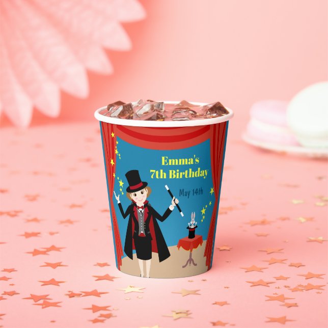 Magician Girl Show Birthday Party Paper Cups (Insitu)