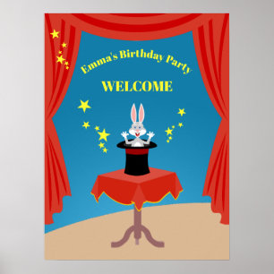Magician Girl Show Birthday Party Poster
