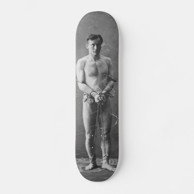 Magician Harry Houdini Standing In Chains Skateboard (Front)