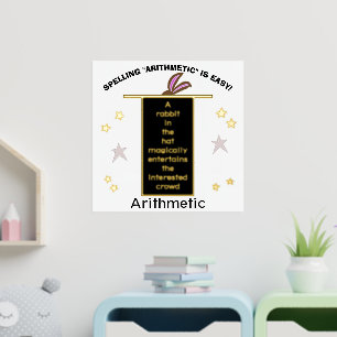 Magician Hat Spelling Arithmetic Gold Stars Foil Prints