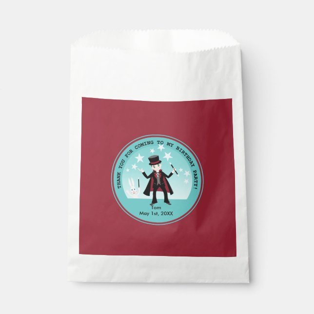 Magician kid birthday party favour bags (Front)