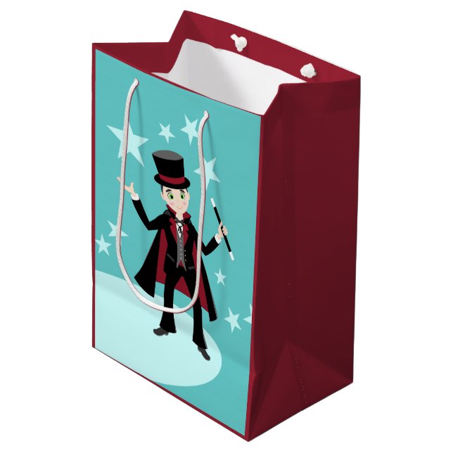 Magician Kid Birthday Party Medium Gift Bag (Front Angled)