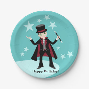 Magician kids birthday party paper plate