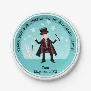 Magician kids birthday party paper plate