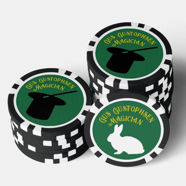 Magician Personalised Top Hat and Rabbit  Poker Chips (Stack)