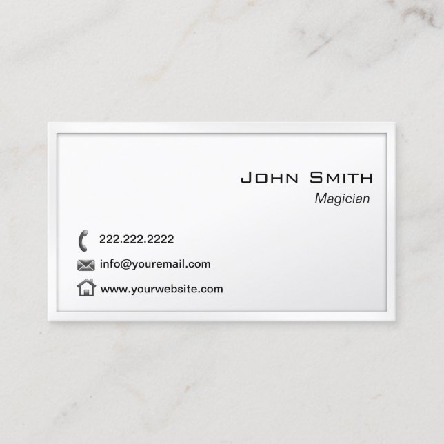 Magician Plain White Border Business Card (Front)
