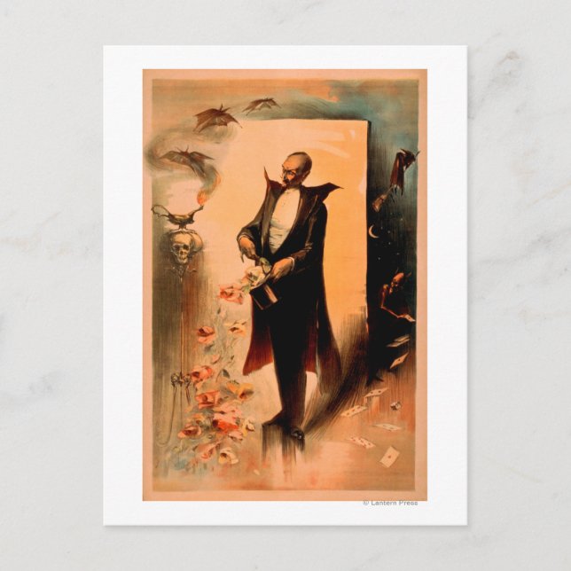 Magician Pulling Roses out of Hat Poster Postcard (Front)