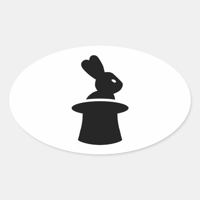 Magician rabbit top hat oval sticker (Front)