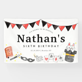 Magician Rabbit Wand Magic Show Birthday Party Banner