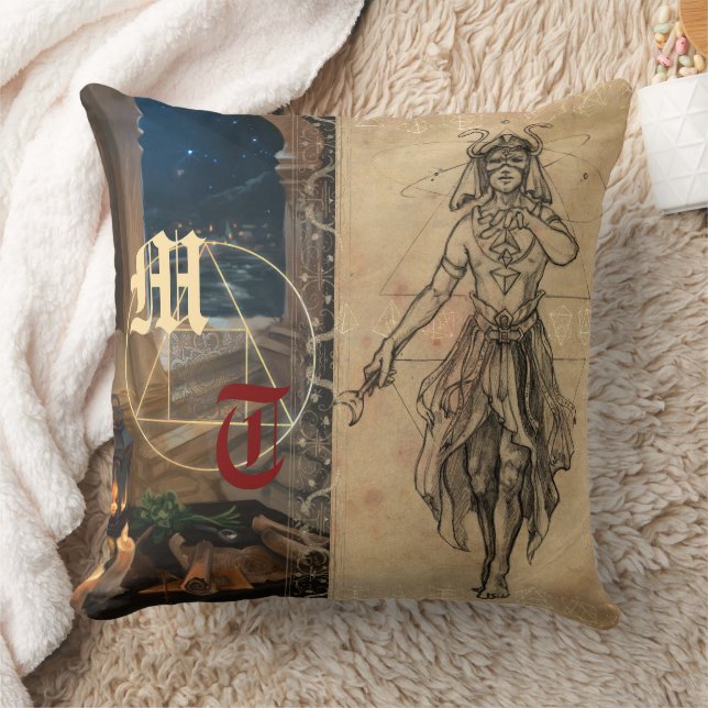 Magician tarot alchemy elegant & monogram  cushion (Blanket)