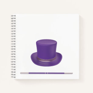 Magician top hat and magic wand notebook